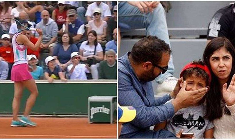 Watch Romanian Begu scares child in crowd after racket outburst